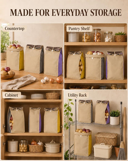 Reusable Potato Storage Bag with Zip Access