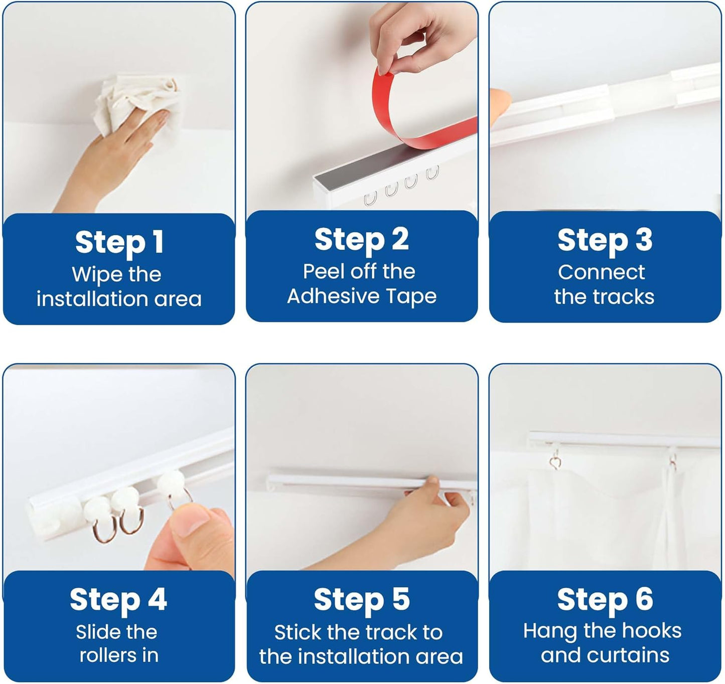 5M No-Drill Self-Adhesive Curtain Track