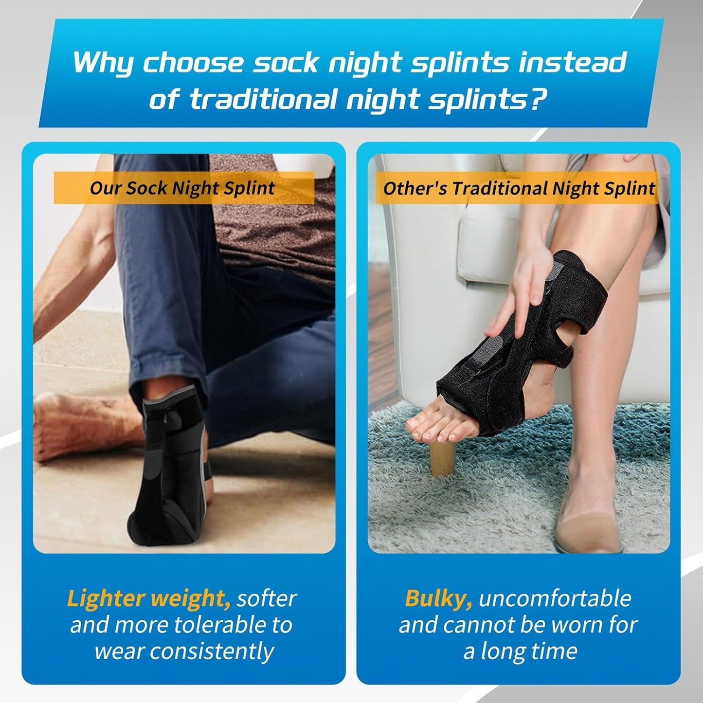 Plantar Fasciitis Relief Night Splint Sock with Massage Ball