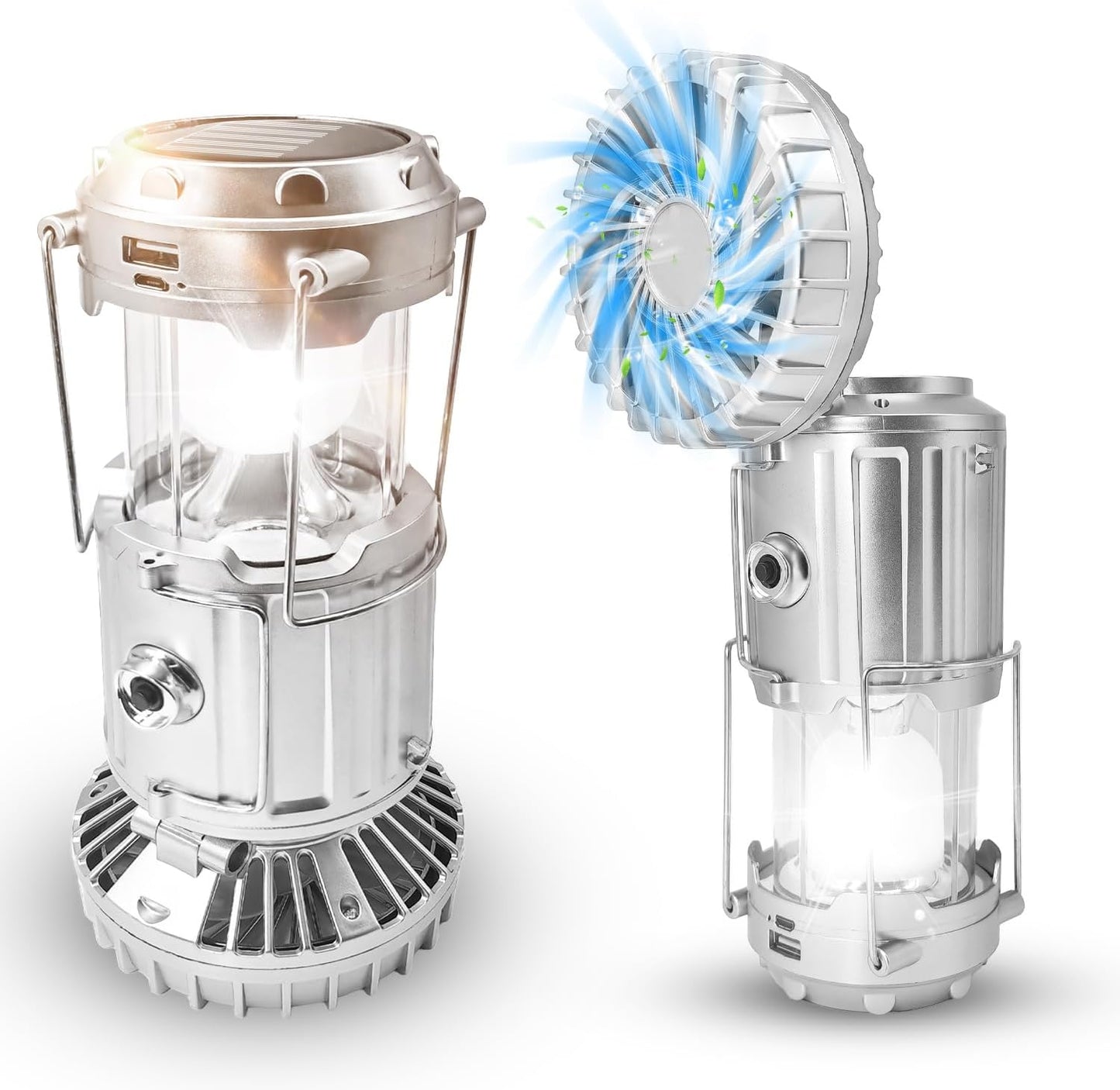 6 in 1 Portable Outdoor Led Camping Lantern with Fan