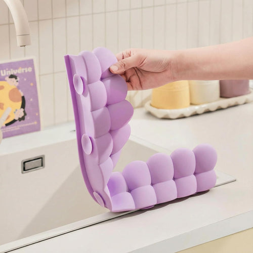 No More Wet Counters – 20” Silicone Sink Splash Guard with Strong Suction Cups