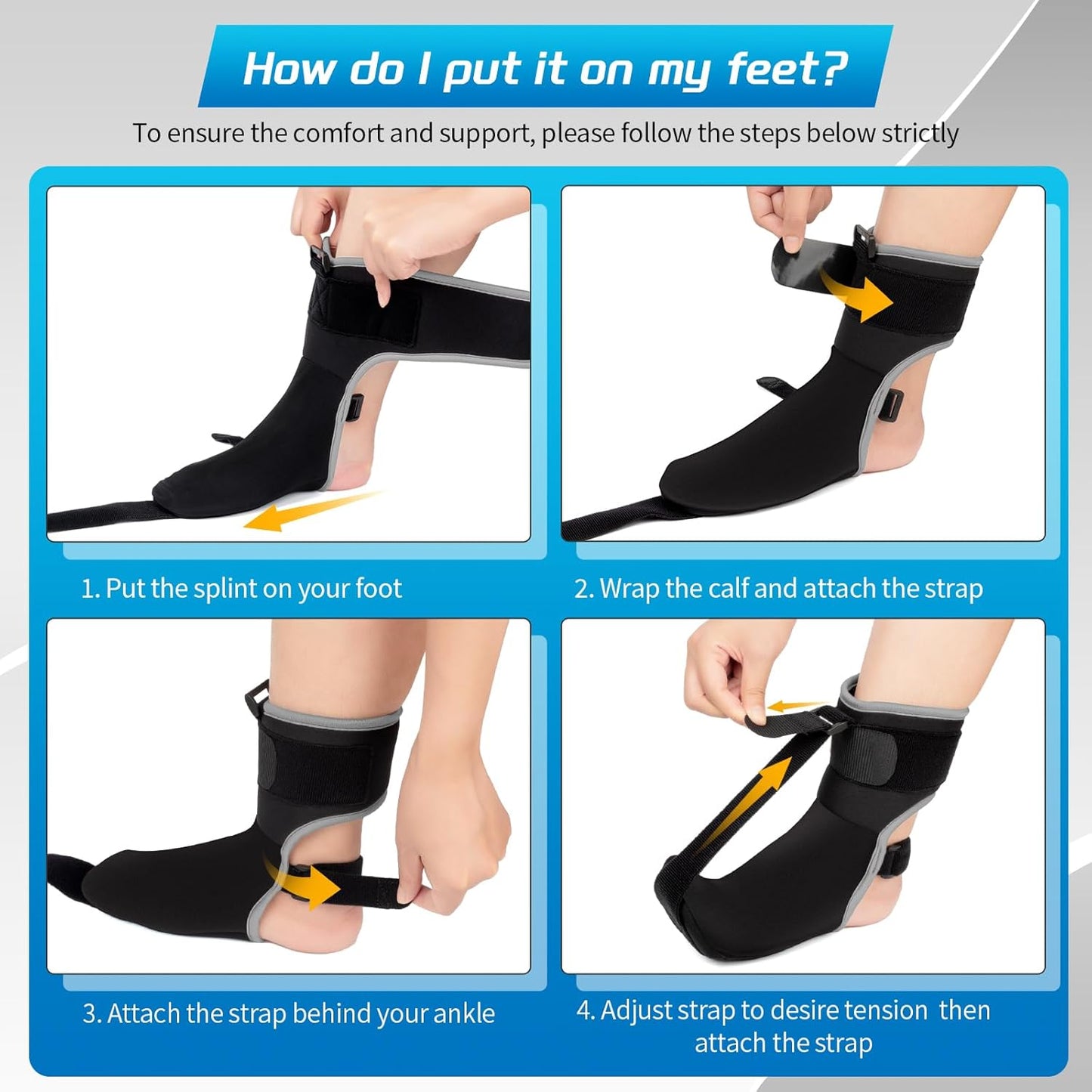 Plantar Fasciitis Relief Night Splint Sock with Massage Ball