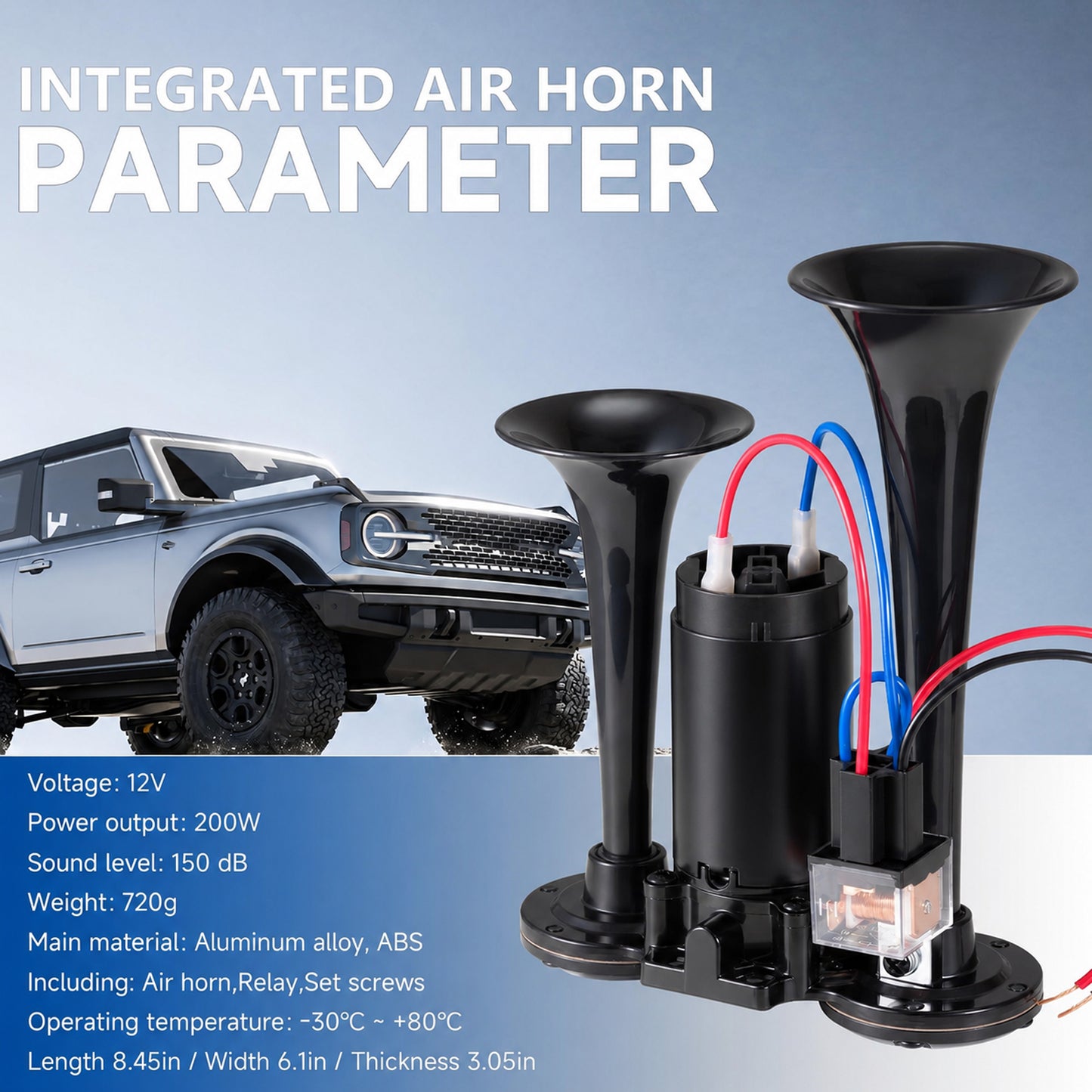 Dual-Trumpet Electric Air Horn