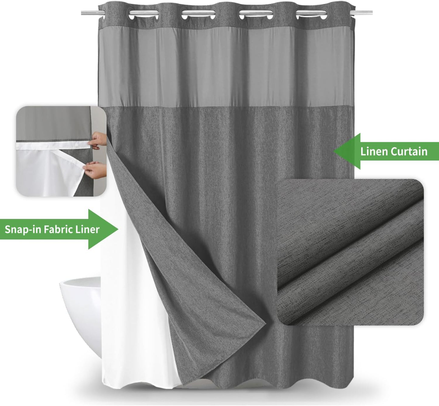 Double Layer Waterproof Shower Curtain 71" × 81"