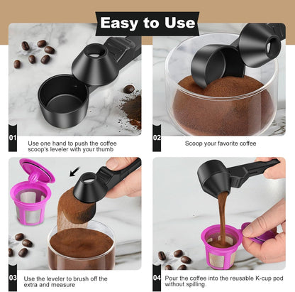 Coffee Scoop with Funnel – 2 Tbsp Measuring Spoon for Reusable K Cups