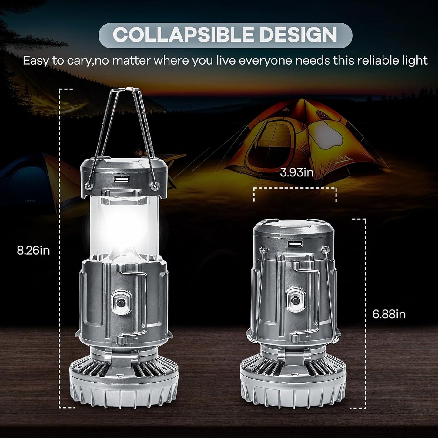6 in 1 Portable Outdoor Led Camping Lantern with Fan