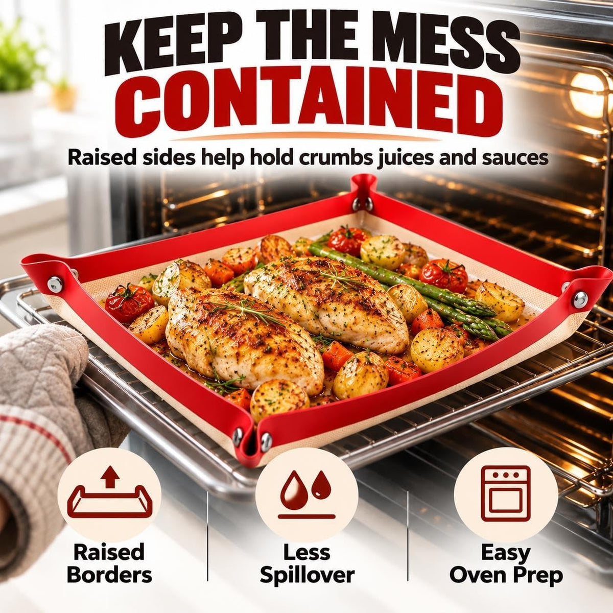 Snap-Lock Silicone Oven Liner Mat