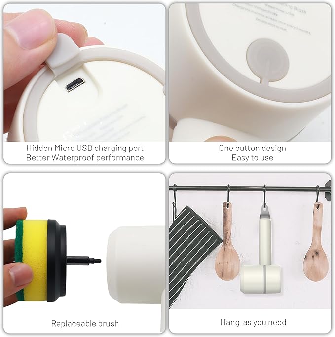 Multi-Functional USB Electric Cleaning Brush 3 Speeds & 2 Brush Heads