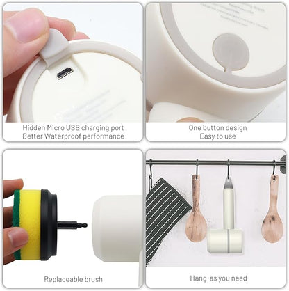Multi-Functional USB Electric Cleaning Brush 3 Speeds & 2 Brush Heads