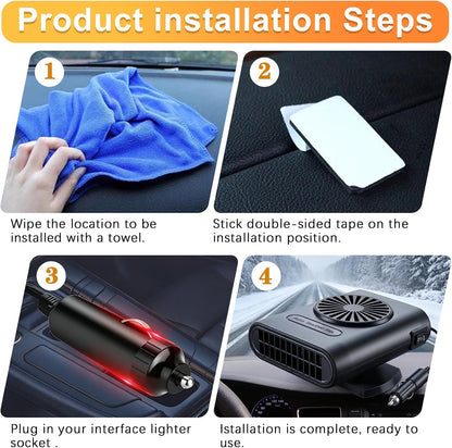 Portable Car Heater Fan with Adjustable Base