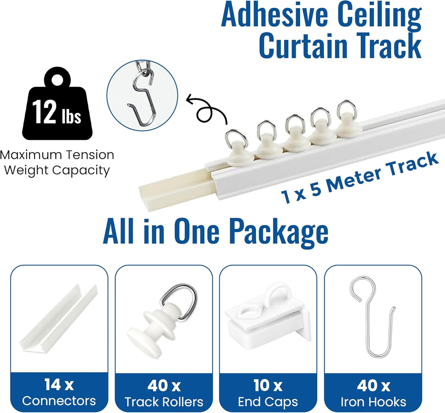 5M No-Drill Self-Adhesive Curtain Track