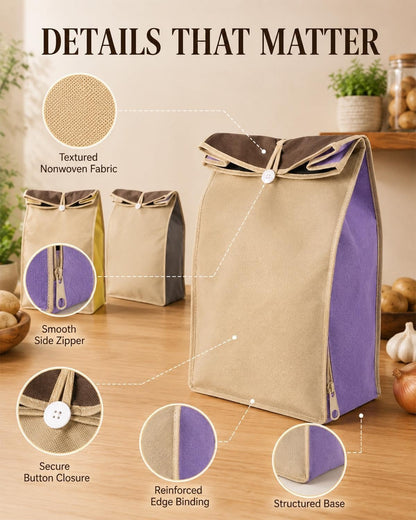 Reusable Potato Storage Bag with Zip Access