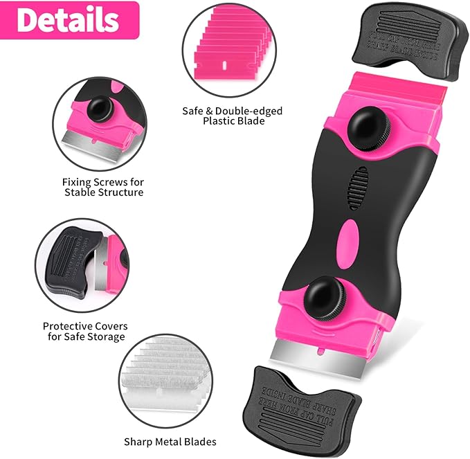 Pink Multi-Surface Scraper Tool Kit with 20 Blades