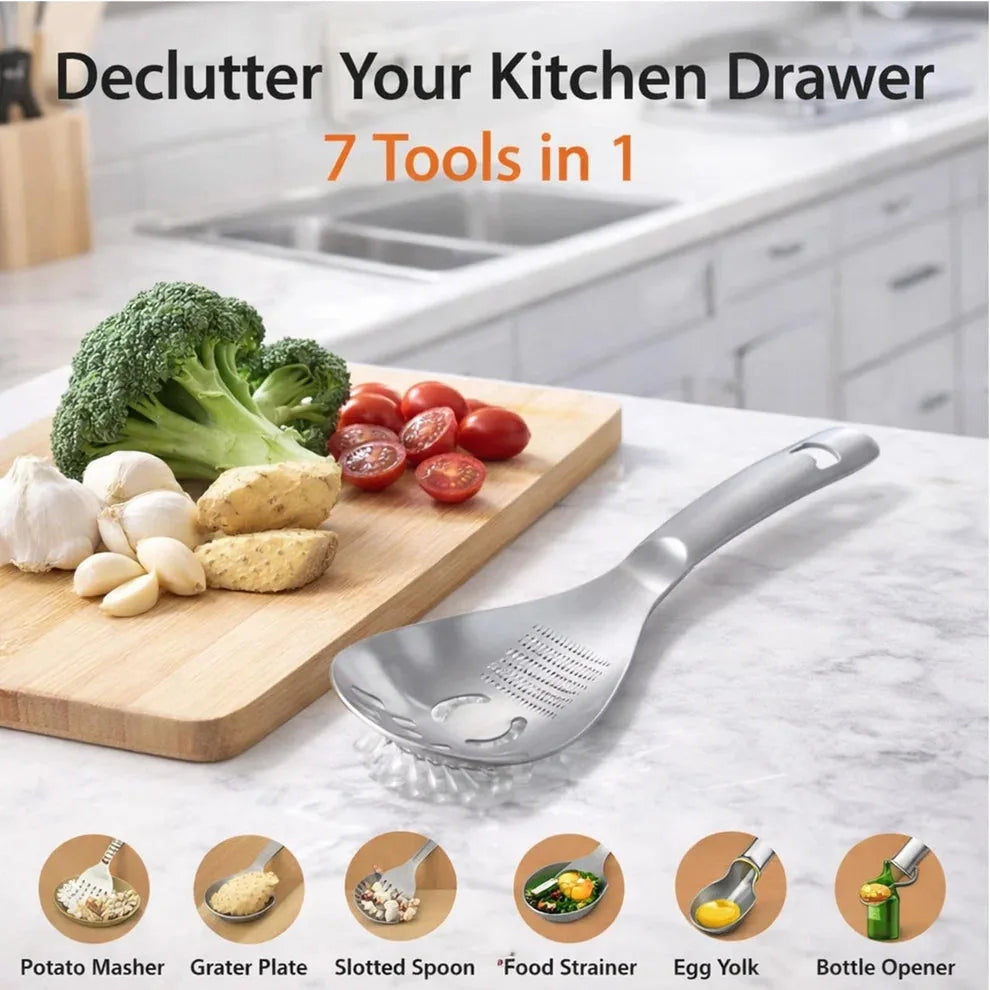 2-Piece Stainless Steel Straining and Mashing Spoon Set