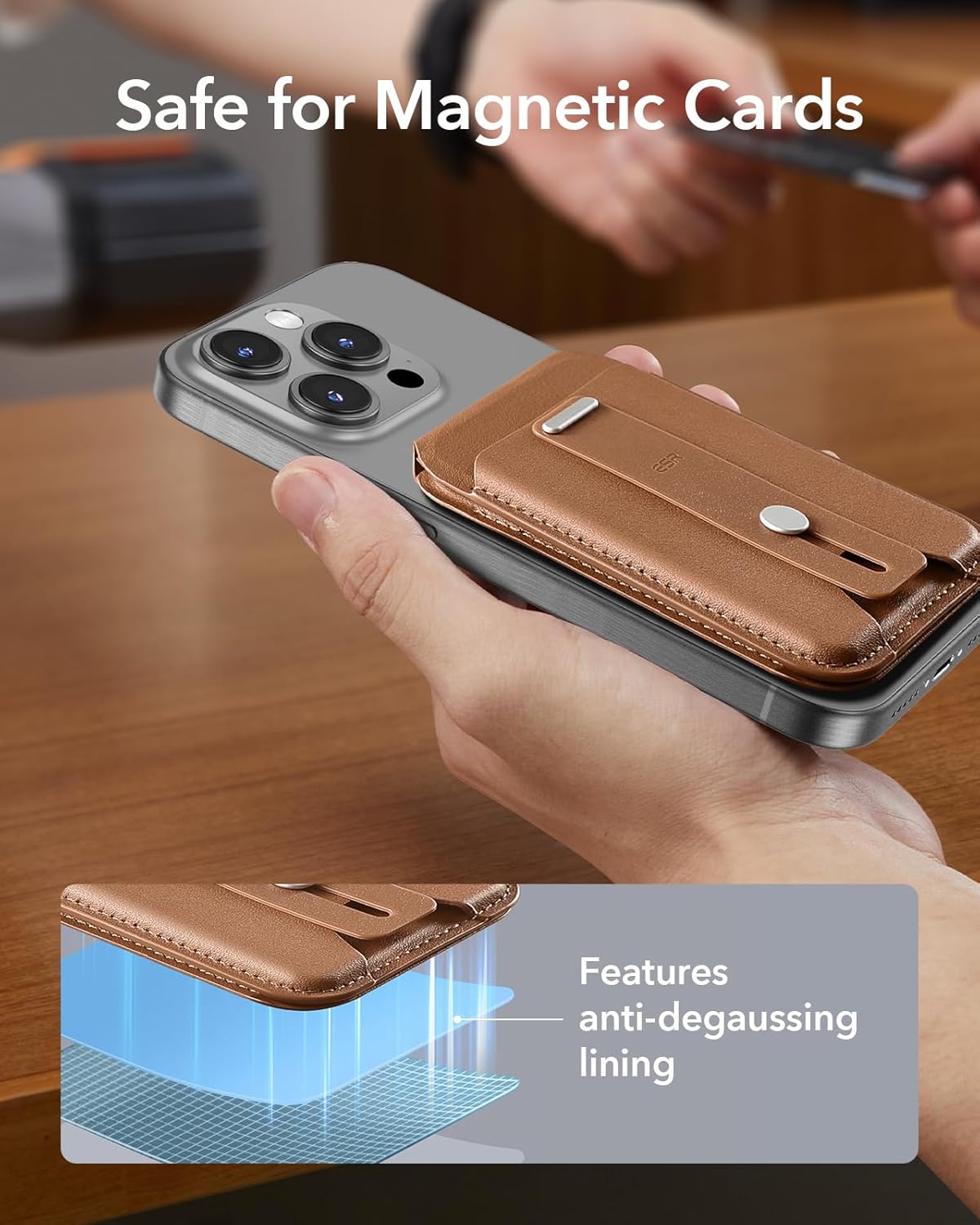 ESR HaloLock Magnetic Wallet Caramel
