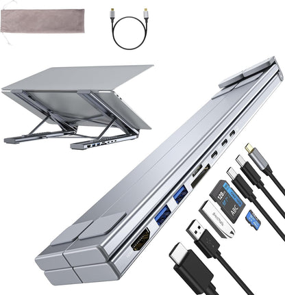 USB-C Foldable Laptop Stand with Docking Station
