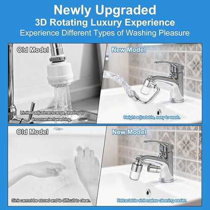 1440° Rotatable Filter Faucet Extender with 10 Filter Cartridges 2 Spray Modes