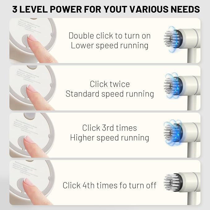 Multi-Functional USB Electric Cleaning Brush 3 Speeds & 2 Brush Heads