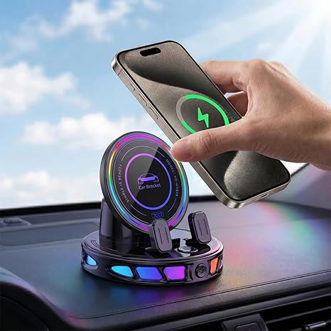 RGB Wireless Car Charger Mount, Dashboard Phone Holder