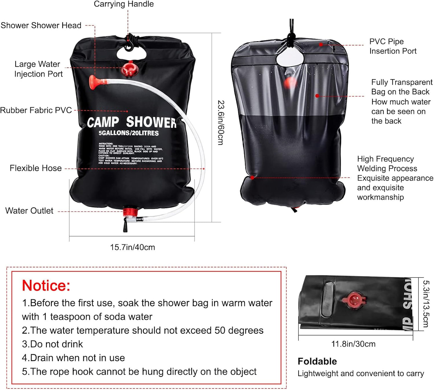 Solar-Powered Luxury Camp Shower | Portable Hot Water Outdoor Shower Bag