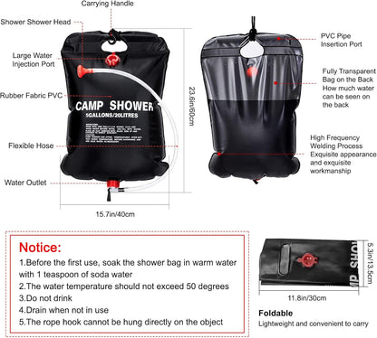 Solar-Powered Luxury Camp Shower | Portable Hot Water Outdoor Shower Bag
