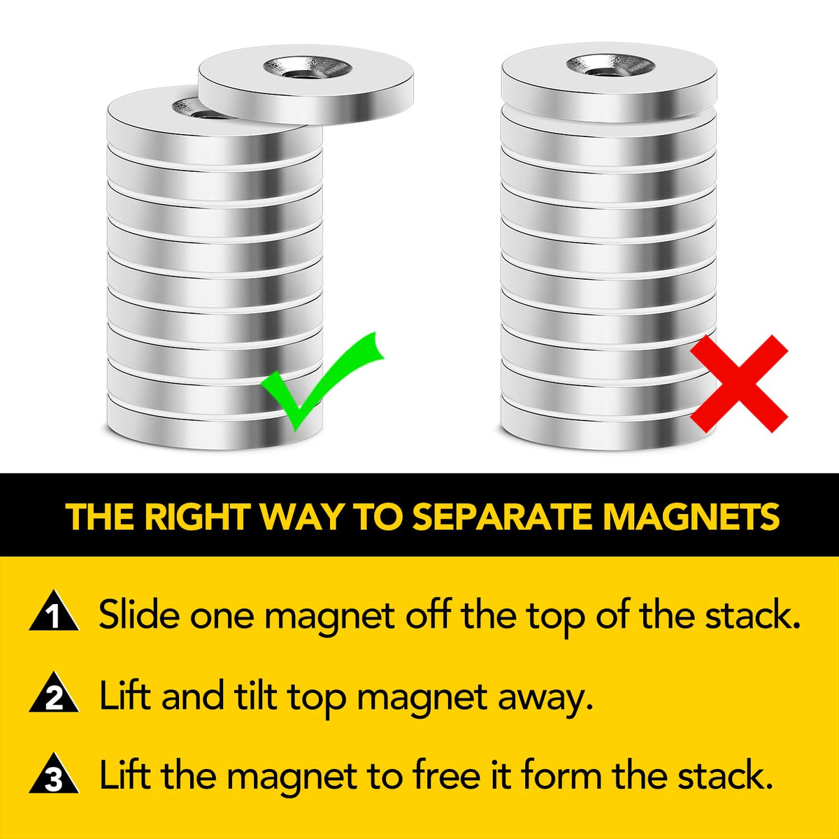 20 mm Countersunk Disc Magnets with Mounting Screws, 10-Pack