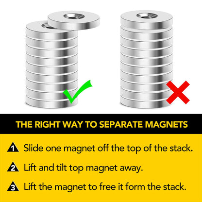 20 mm Countersunk Disc Magnets with Mounting Screws, 10-Pack