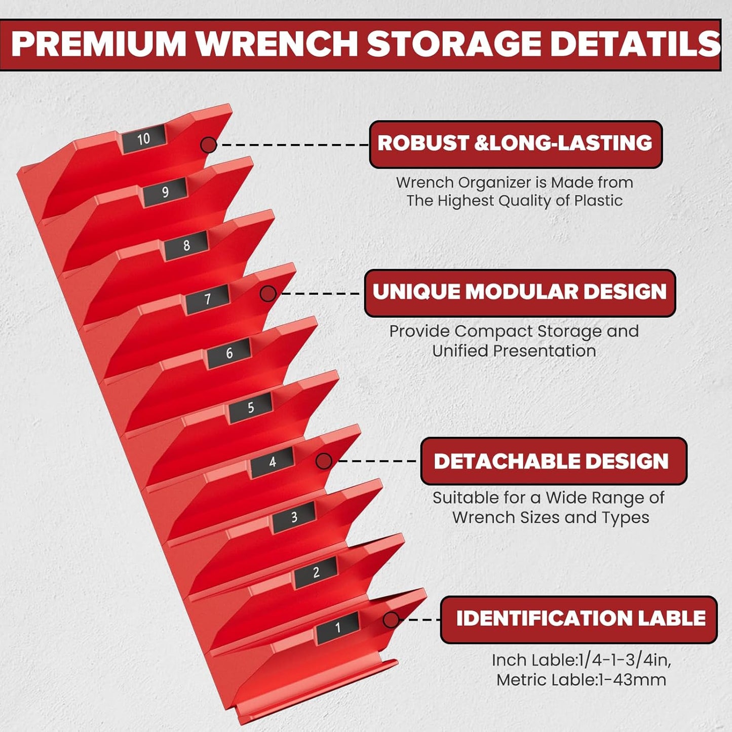 40PCS Modular Wrench Organizer Wrench Holder