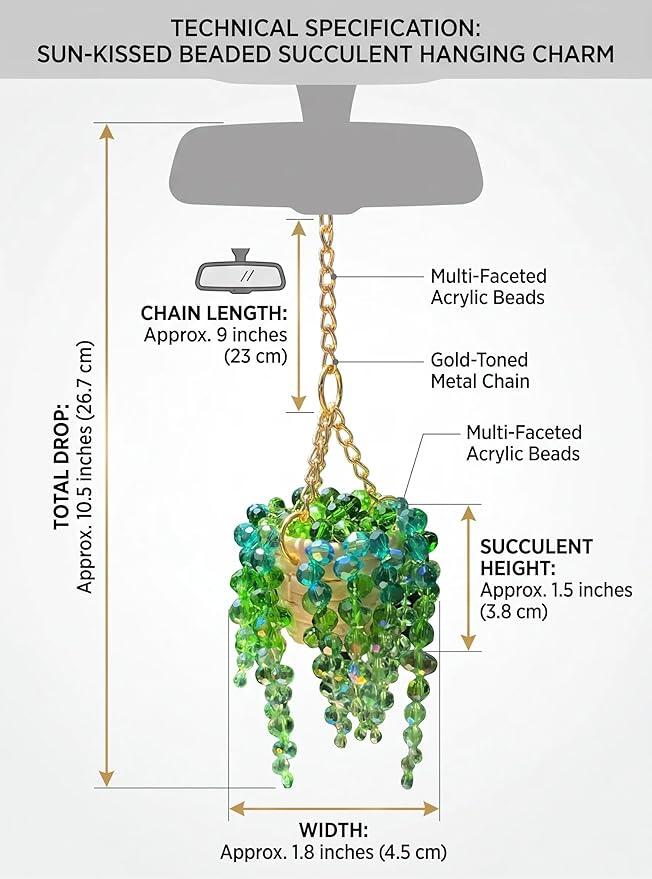 Sun-Kissed Beaded Succulent Car Charm