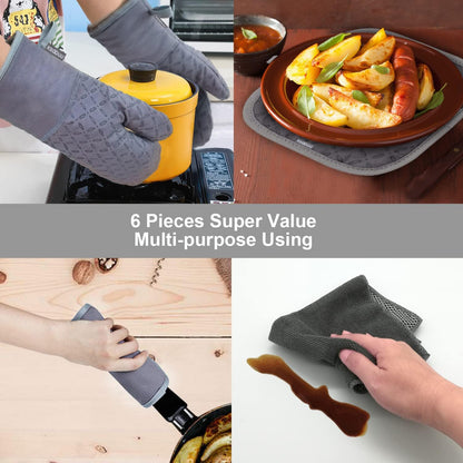 Non-slip Silicone Heat Resistant Oven Glove Set