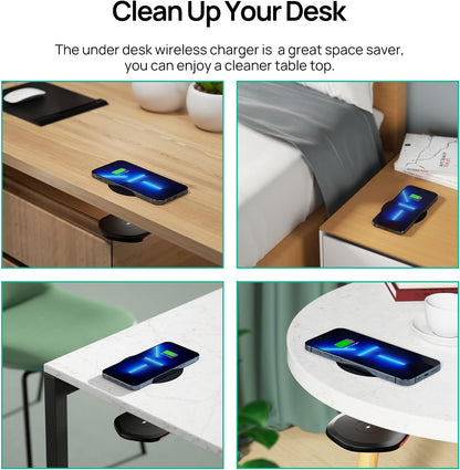Invisible Wireless Charger Mat – 30mm Under Desk Charging Station for iPhone & Android