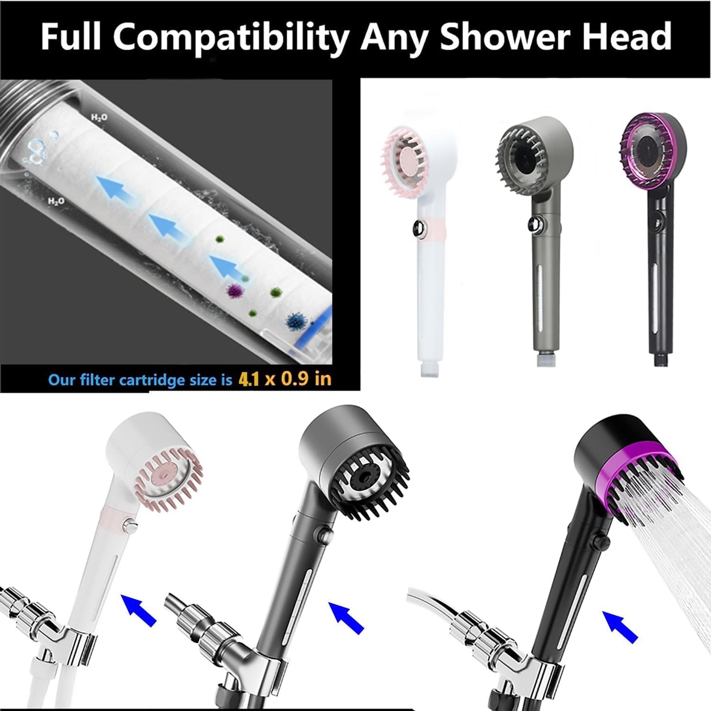 8-Pack Shower Filters for Handhelds | Chlorine & Mineral Removal