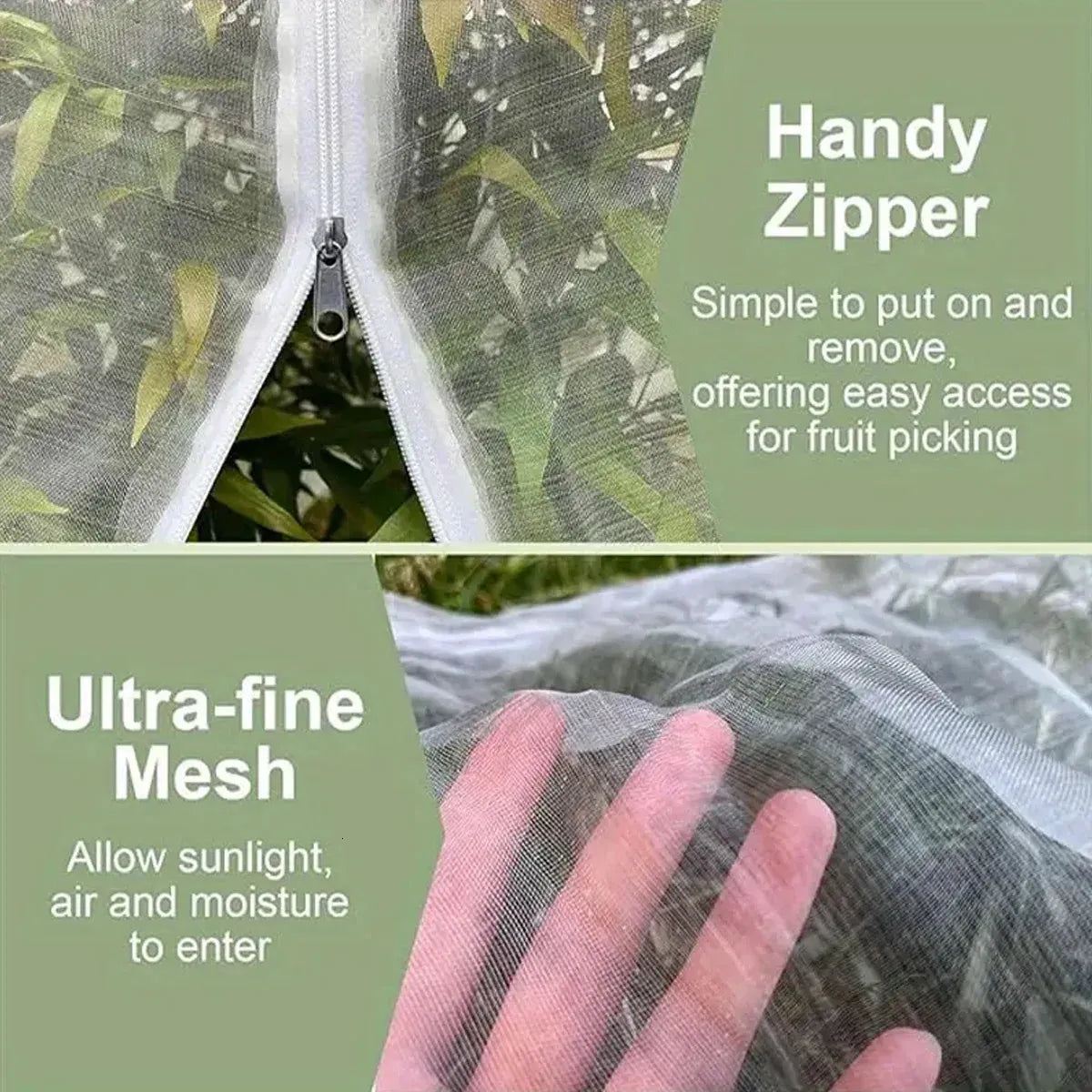 Fruit Tree Netting Cover with Zipper and Drawstring