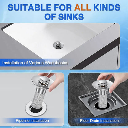 Stainless Steel Anti-Odor Bathroom Sink Stopper-3 PCS