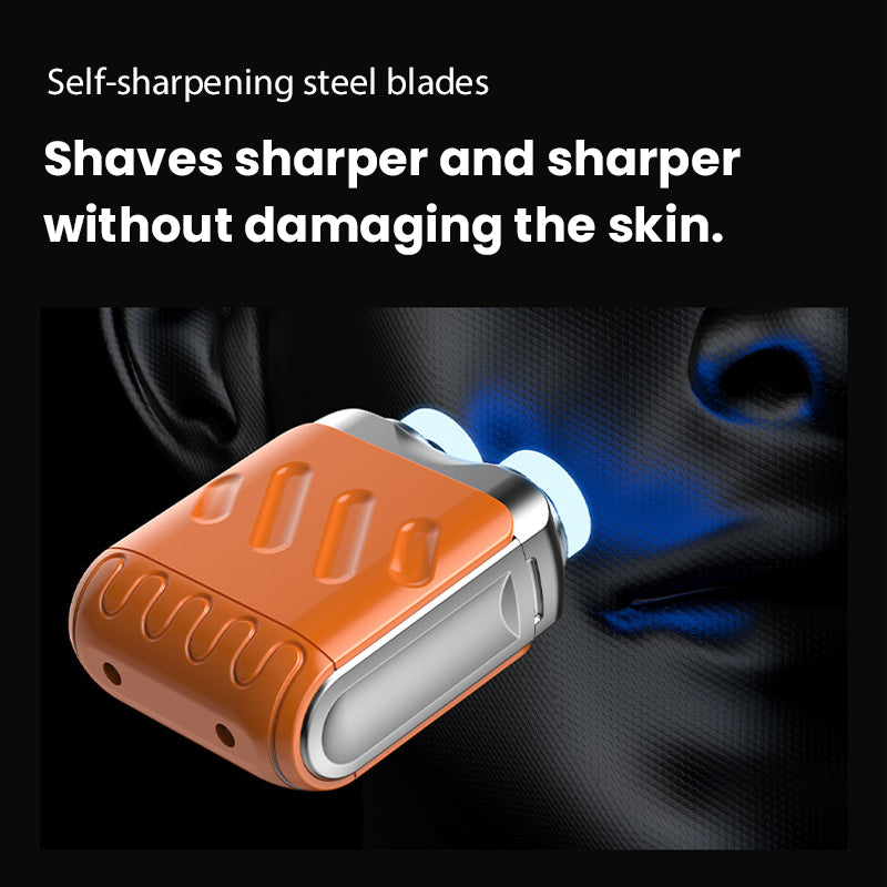 Next-generation portable rotary dual-ring electric shaver.