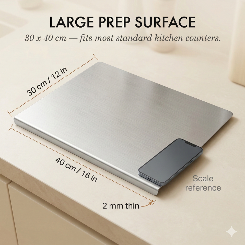 Non-Porous 304 Steel Reversible Cutting Board
