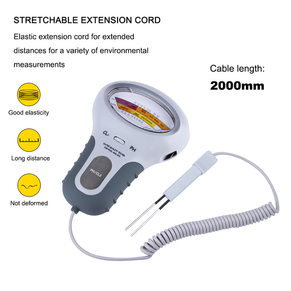 PH Meter, Portable Chlorine Tester, pH&CL2 Tester, Water Quality Analyzer for Swimming Pool, Spa, Aquarium