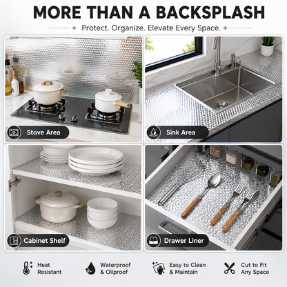2 Rolls Self-Adhesive Aluminum Foil Kitchen Backsplash Wallpaper