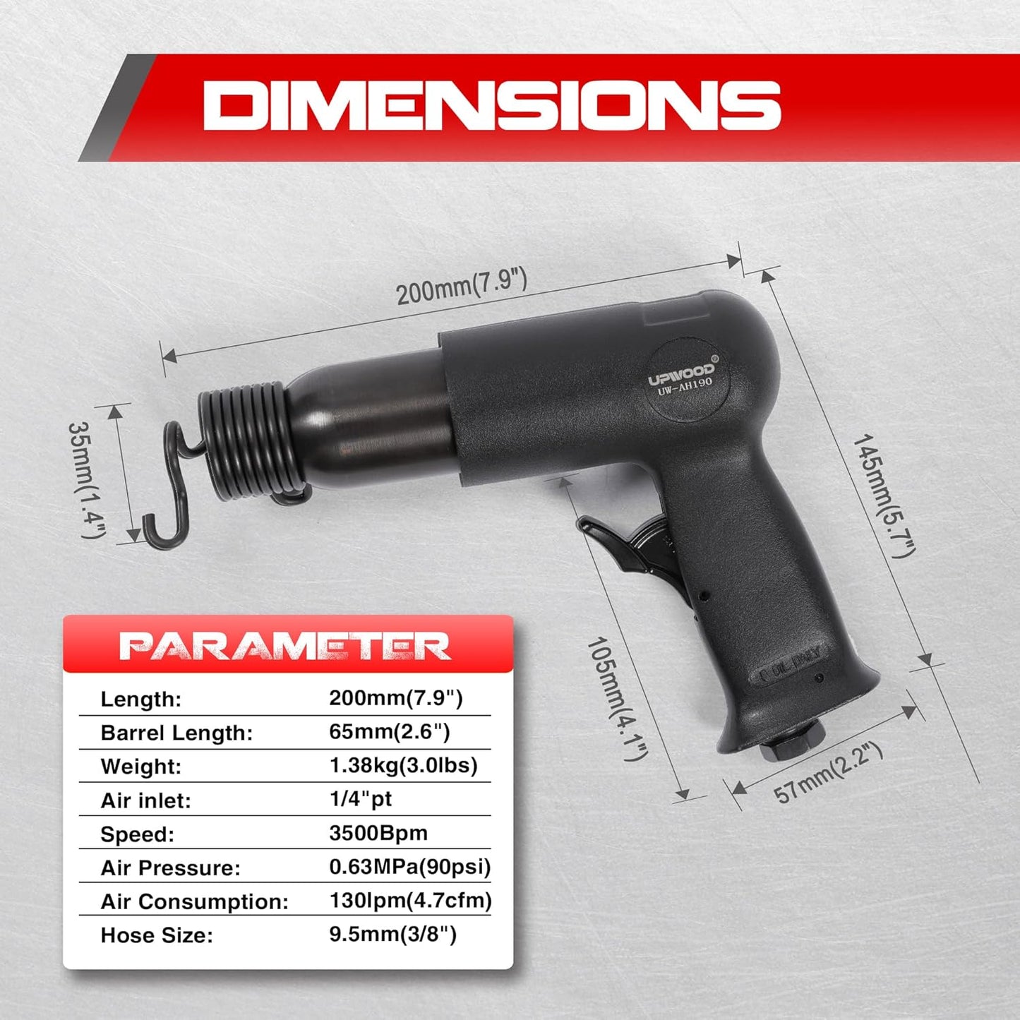 AH190 Medium Barrel Air Hammer Kit