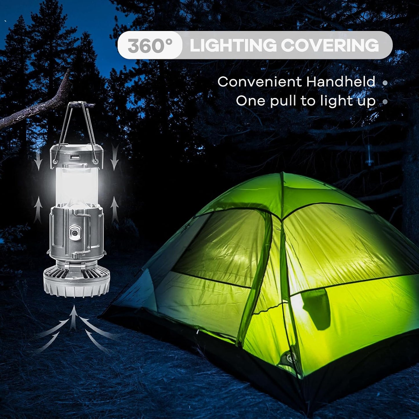 6 in 1 Portable Outdoor Led Camping Lantern with Fan