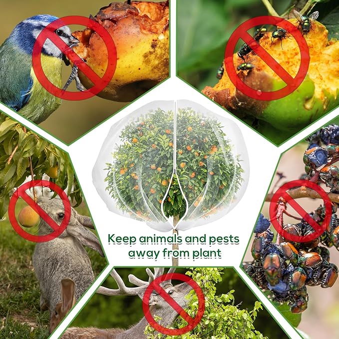 Fruit Tree Netting Cover with Zipper and Drawstring