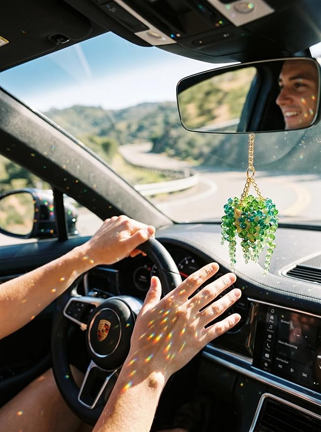 Sun-Kissed Beaded Succulent Car Charm