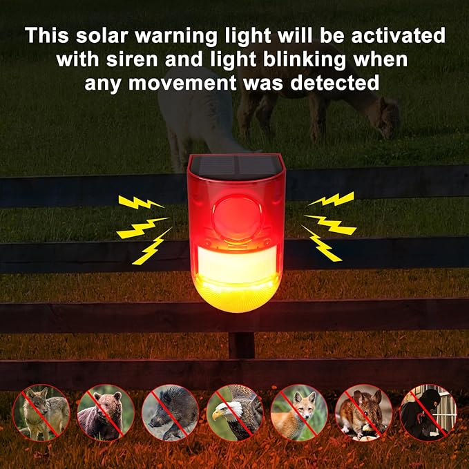 Solar Motion Sensor Detector Alarm with LED Light