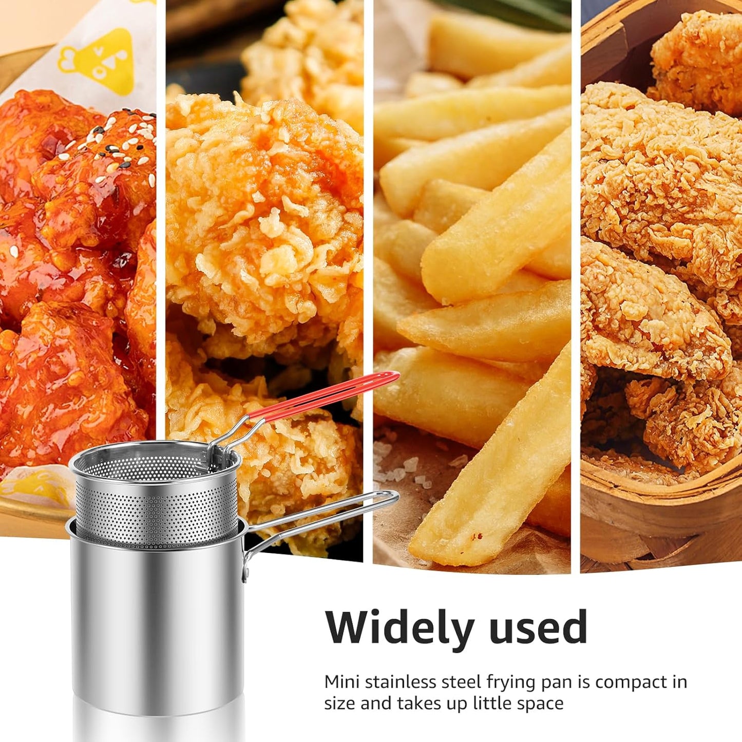 5-Piece Stainless Steel Mini Deep Fryer Set