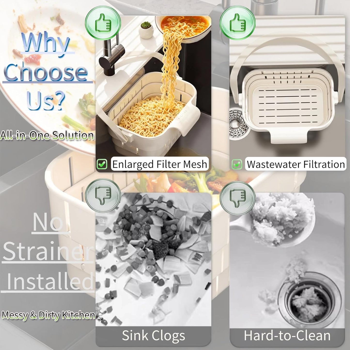 Foldable Kitchen Sink Strainer-2 PCS