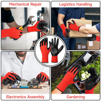 10 Pairs Nitrile Coated Safety Work Gloves