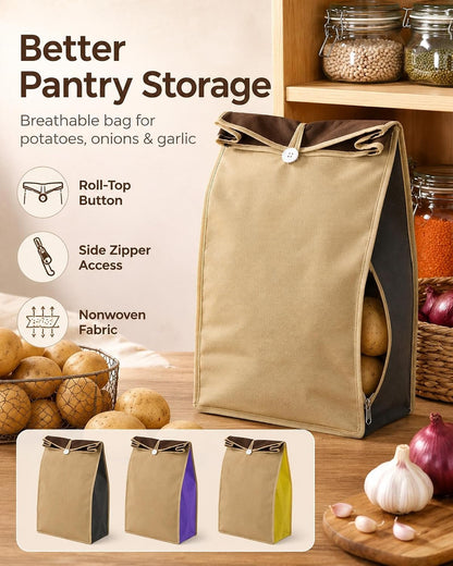 Reusable Potato Storage Bag with Zip Access
