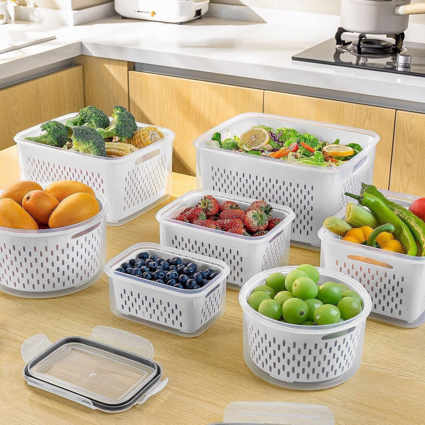 3 Sets Large Fruit Containers for Fridge