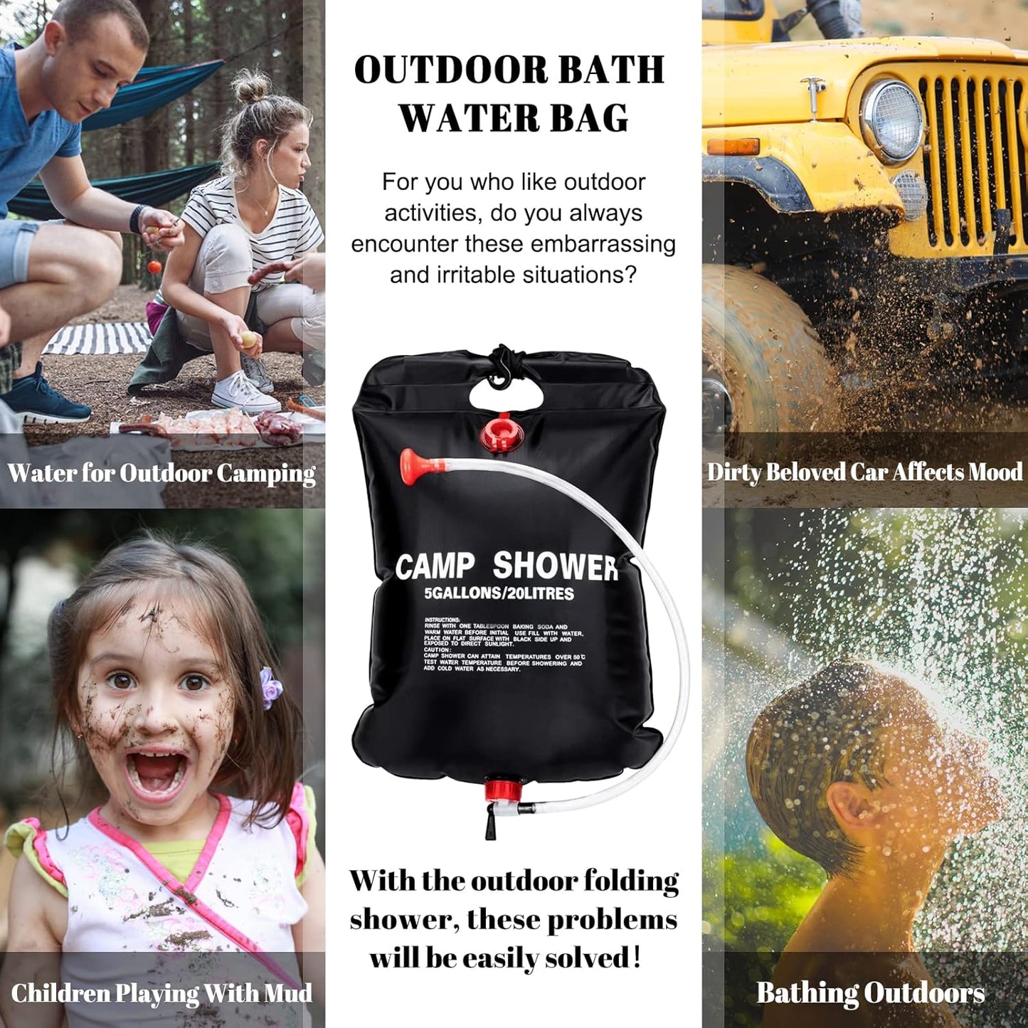 Solar-Powered Luxury Camp Shower | Portable Hot Water Outdoor Shower Bag