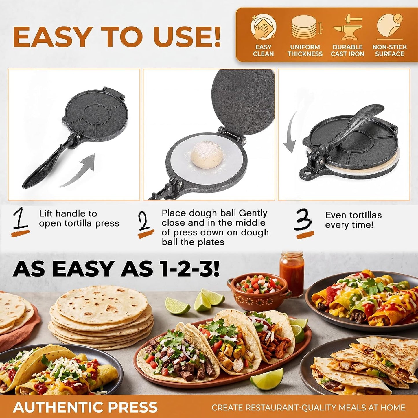 Heavy-Duty 8-Inch Tortilla Press